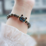 Cat Wooden Bracelet Anime Men Women Unisex Vintage Minimalist