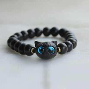 Cat Wooden Bracelet Anime Men Women Unisex Vintage Minimalist