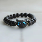 Cat Wooden Bracelet Anime Men Women Unisex Vintage Minimalist