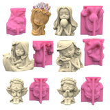 Wreath Girl Flowerpot Epoxy Resin Mold DIY Crafts Decorations Mold