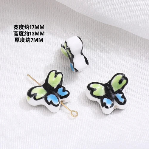 Hand-painted Ceramic Butterfly Beaded DIY Earrings Bracelet Necklace