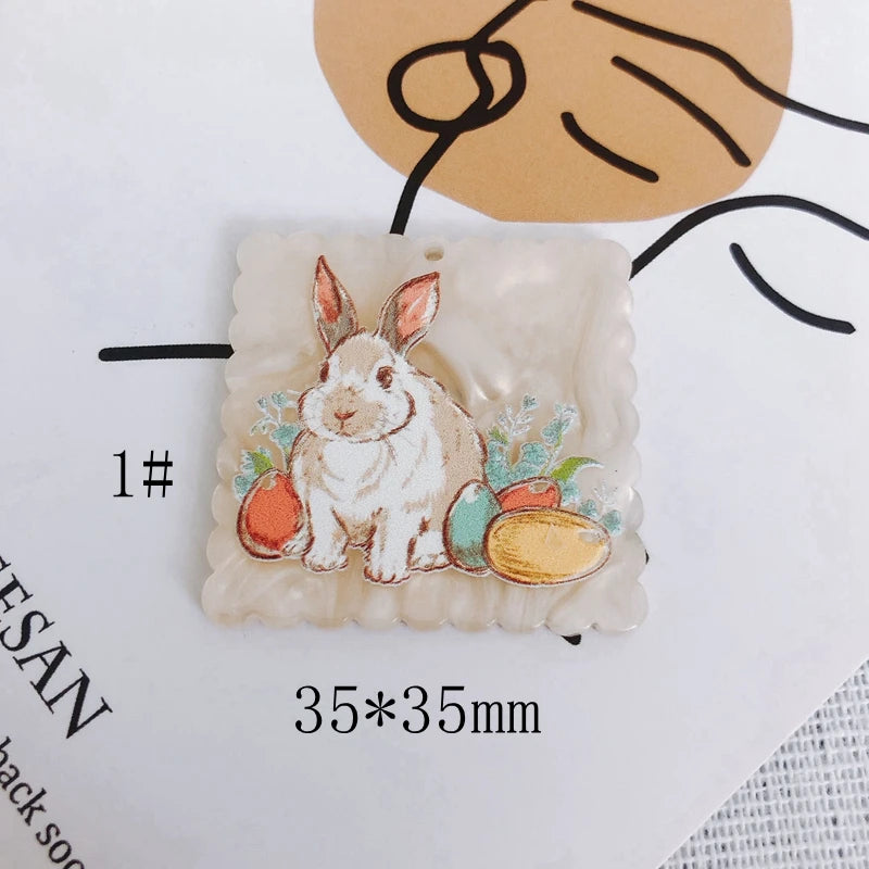 Cartoon Acrylic Pendant Geometric Star Bunny Woodpecker Earrings Necklace Charms
