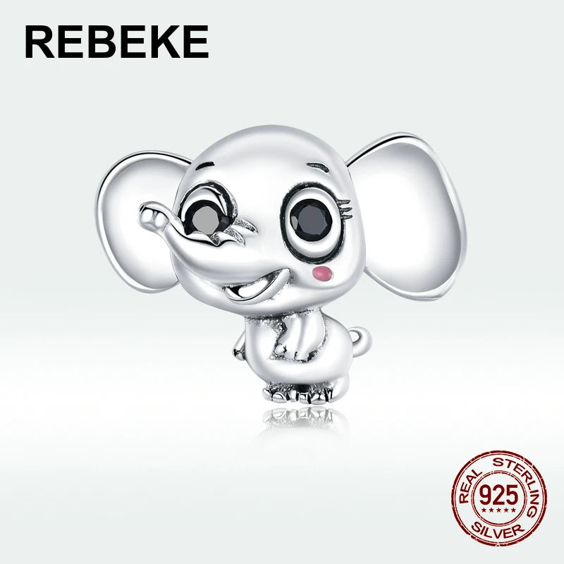 Elephant Pendant Beads 925 Sterling Silver Jewelry DIY