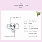 Elephant Pendant Beads 925 Sterling Silver Jewelry DIY
