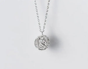 12mm Ball Cross Twist Love Knot Pendant Necklace Sterling Silver