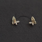 Butterfly Stud Earrings 925 Silver Hollow Wings Ear Accessory
