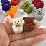 Cartoon Bear Shape Flocking Resin Charms 20pcs/Lot DIY Earring/Garment Accessory