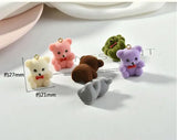 Cartoon Bear Shape Flocking Resin Charms 20pcs/Lot DIY Earring/Garment Accessory