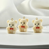 Cartoon Bear Shape Flocking Resin Charms 20pcs/Lot DIY Earring/Garment Accessory