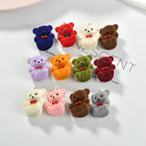 Cartoon Bear Shape Flocking Resin Charms 20pcs/Lot DIY Earring/Garment Accessory
