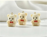 Cartoon Bear Shape Flocking Resin Charms 20pcs/Lot DIY Earring/Garment Accessory
