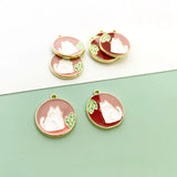 Cartoon Cat Pink Round Pendant Astronaut Square DIY Earrings Jewelry