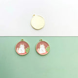 Cartoon Cat Pink Round Pendant Astronaut Square DIY Earrings Jewelry
