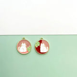 Cartoon Cat Pink Round Pendant Astronaut Square DIY Earrings Jewelry