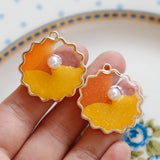 Wave Disc Pendant Epoxy Earrings DIY Jewelry Materials