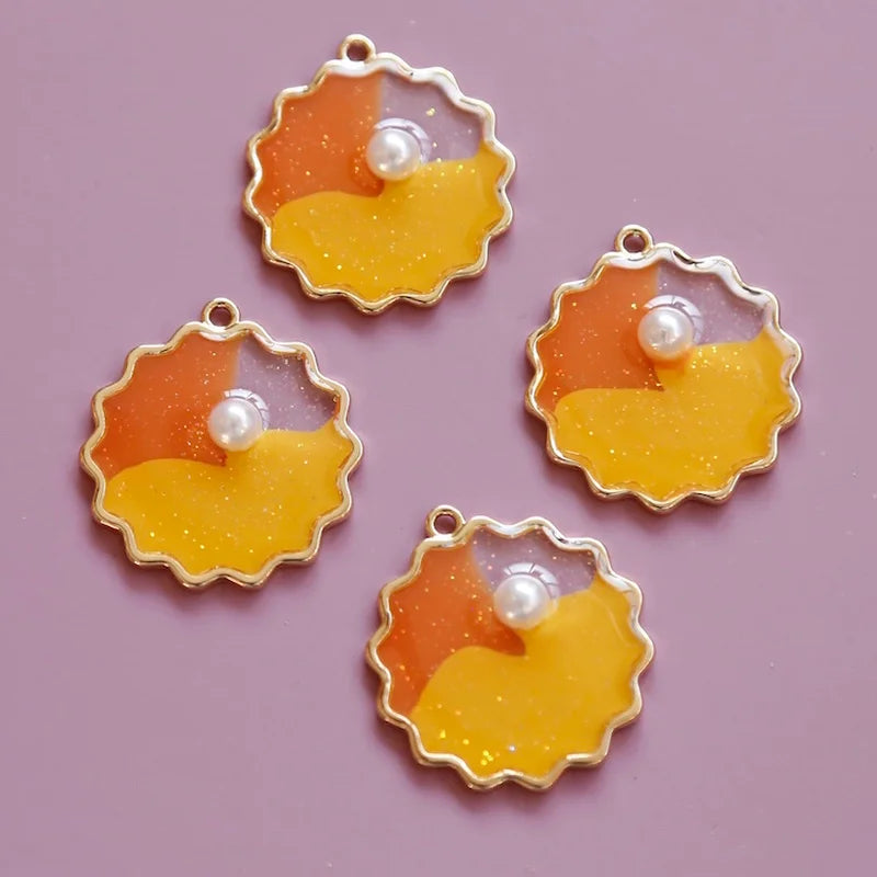Wave Disc Pendant Epoxy Earrings DIY Jewelry Materials