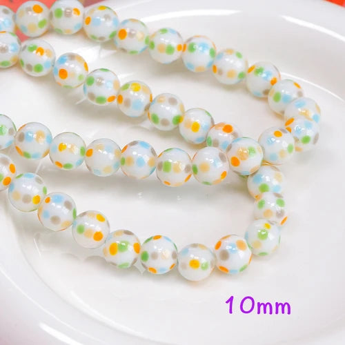 Colorful Polka Dot Glass Beads DIY Beaded Loose Beads