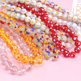 Colorful Polka Dot Glass Beads DIY Beaded Loose Beads