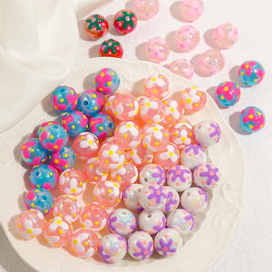 Hand-Painted Acrylic Plated Milk Huhhua Flower Beads DIY Phone Chain