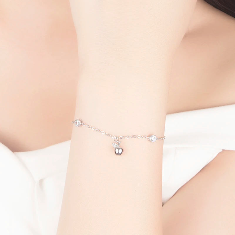 925 Silver Zircon Pendant Bracelet Girl Charm Jewelry Birthday Gift