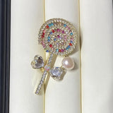 Lollipop Pearl Brooch for Women Large Freshwater Pearl Jewelry
