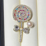 Lollipop Pearl Brooch for Women Large Freshwater Pearl Jewelry