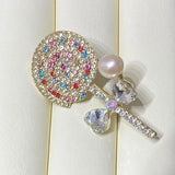 Lollipop Pearl Brooch for Women Large Freshwater Pearl Jewelry