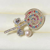 Lollipop Pearl Brooch for Women Large Freshwater Pearl Jewelry