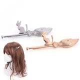 Cat On Magic Broom Hair Clips Hairpins Hairgrips Barrettes