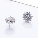 Real 925 Stud Earrings Crystal Jewelry Sterling Silver Women Earring
