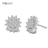 Real 925 Stud Earrings Crystal Jewelry Sterling Silver Women Earring