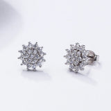 Real 925 Stud Earrings Crystal Jewelry Sterling Silver Women Earring