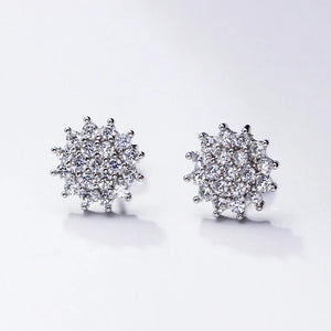 Real 925 Stud Earrings Crystal Jewelry Sterling Silver Women Earring