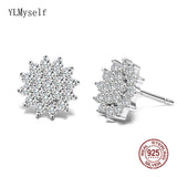 Real 925 Stud Earrings Crystal Jewelry Sterling Silver Women Earring