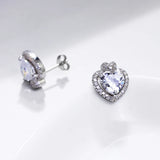925 Sterling Silver Heart Earrings CZ Crystal Stud Jewelry