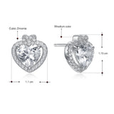 925 Sterling Silver Heart Earrings CZ Crystal Stud Jewelry