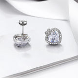 925 Sterling Silver Heart Earrings CZ Crystal Stud Jewelry