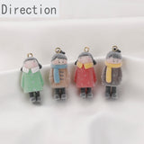 Mini Boy Girl Flocking Pendant DIY Earrings Jewelry Material