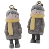 Mini Boy Girl Flocking Pendant DIY Earrings Jewelry Material