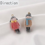 Mini Boy Girl Flocking Pendant DIY Earrings Jewelry Material