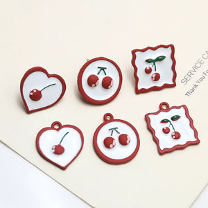 Red Geometric Pendant S925 Earrings DIY Jewelry
