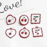 Red Geometric Pendant S925 Earrings DIY Jewelry