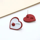 Red Geometric Pendant S925 Earrings DIY Jewelry