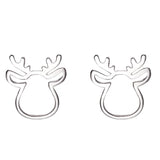 Sterling Silver Christmas Tree Elk Stud Earrings for Women