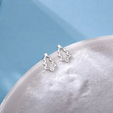 Sterling Silver Christmas Tree Elk Stud Earrings for Women