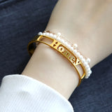 Personalized Name Cuff Bracelet Stainless Steel Armband