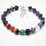 Amethyst Diamond Beads Bracelet with Aeolian Bells