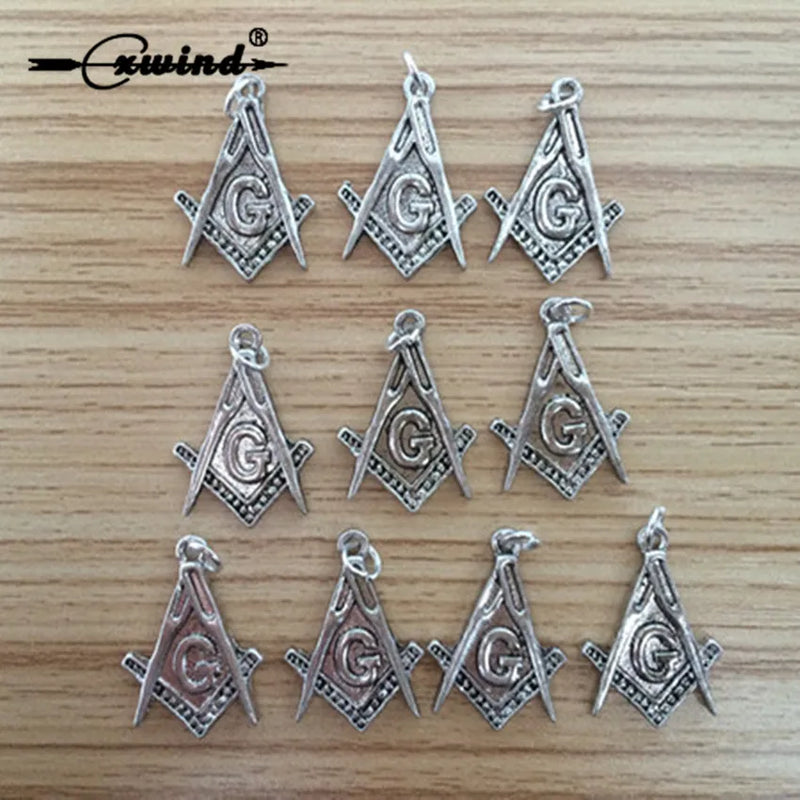 10pcs Antique Masonic Mason Symbol Charms for Jewelry Making