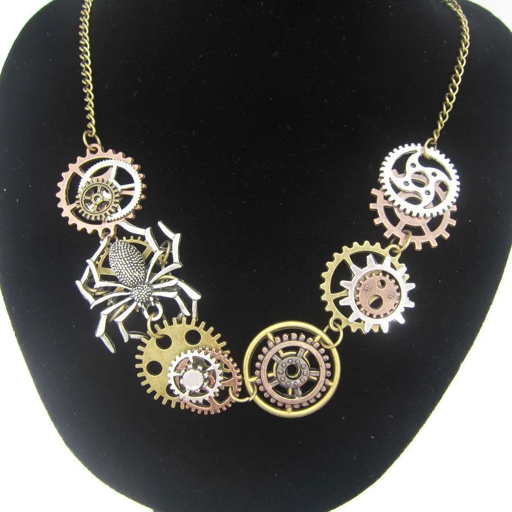 Steampunk Necklace Butterfly Robot Owl Spider Horse Key Wing Lion Crystals