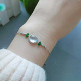 Natural Icy Chalcedony Egg Noodles S925 Sterling Silver Inlaid Ice Temperament